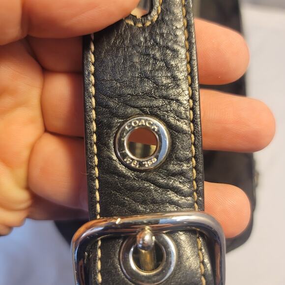 Vintage COACH Signature Black Canvas Leather Hand Bag Purse Handbag LOGO - Picture 9 of 12